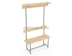 Скамья с деревянным настилом СВТ-7 с крючками, полкой, регулируемой опорой 1000х370х1775+10 рис1