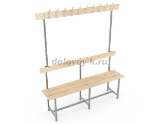 Скамья с деревянным настилом СВТ-6 с крючками 2000х370х1765 рис1