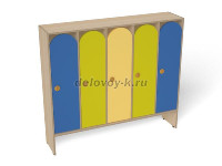 Шкаф для одежды 5-ти секционный, 1490*320*1320 (каркас дуб с разноцветными фасадами, Вариант 7) рис1