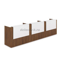 1КР-ДС.003.1 Комплект Ресепшн с фартуком ЛДСП 4264-762-1161 с подсветкой_Шамони темный_Белый рис1