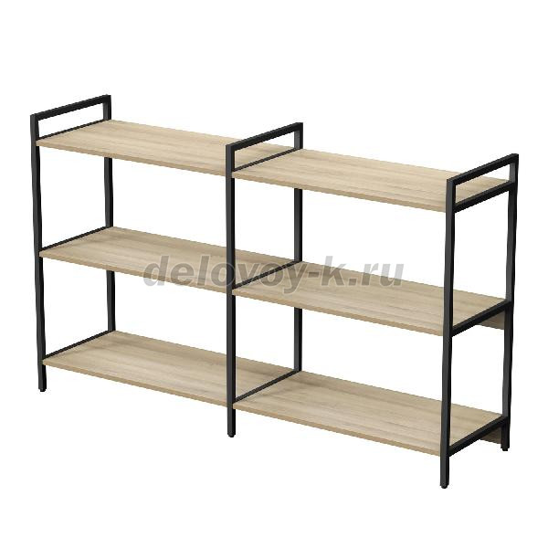 10ССД.3.800 Стеллаж средний двойной 3 полки, широкий (1580*400*952) рис1