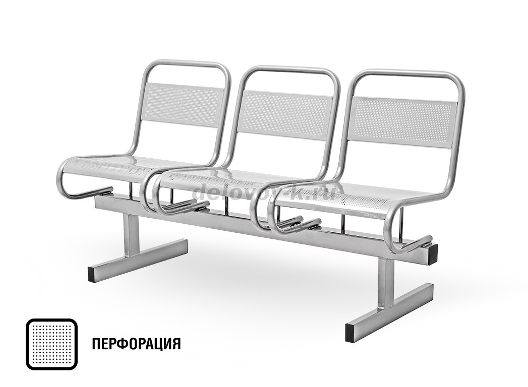 Секция на цельносварной раме Раунд Z 3-местная, сиденья металл фото