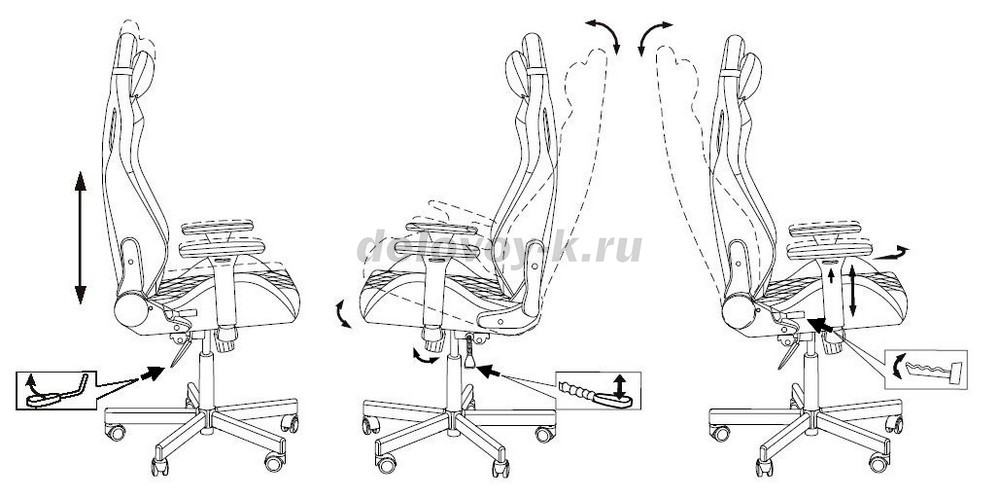 Кресло игровое KNIGHT OUTRIDER экокожа ромбики, подголовник, крестовина металл фото 14