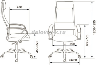Кресло руководителя Бюрократ CH-607SL сетка/ткань, подголовник экокожа, крестовина металл хром рис3