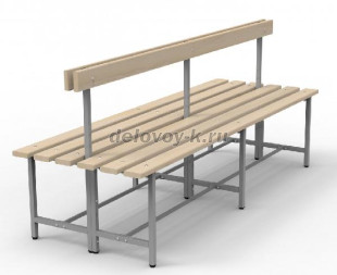 Скамья с деревянным настилом СТ-6(2) двойная, со спинкой, с регулируемыми опорами рис1