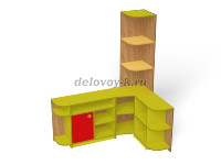 Методический уголок, 1000/1500*340*720/1900 (каркас бук с разноцветными фасадами, Вариант 2) рис1