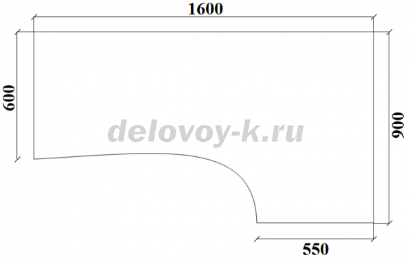 Стол письменный угловой правый ДУ-1.16 пр 1600*900/600*750 рис2
