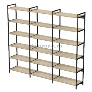 10СВТ.6.800 Стеллаж высокий тройной 6 полок, широкий (2360*400*2080) рис1