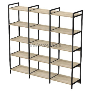 10ССТ.5.600 Стеллаж средний тройной 5 полок (1760*400*1704) рис1