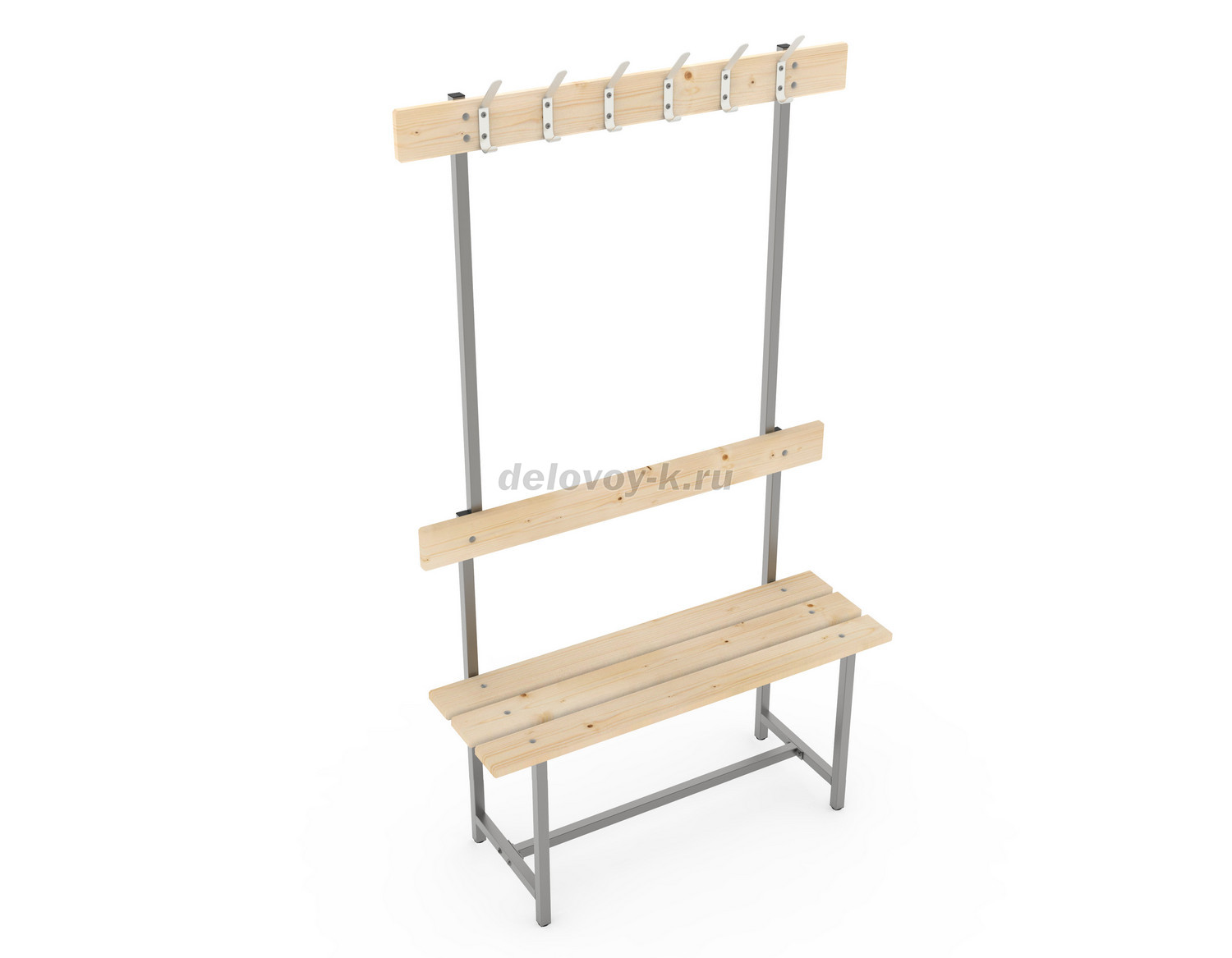 Скамья с деревянным настилом СВТ-4 с крючками 1000х370х1765 фото 1