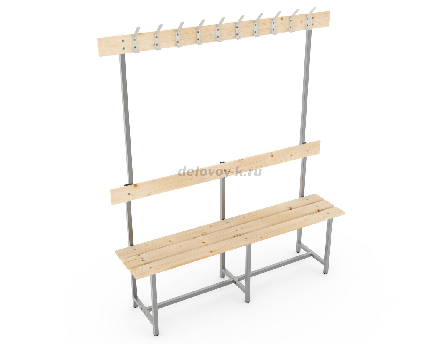Скамья с деревянным настилом СВТ-6 с крючками 2000х370х1765 фото 1