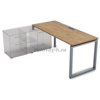 СТЛ-О.996 Стол рабочий прямолинейный, три опоры - левый (2000-900-750) teakwood_алюминий матовый рис1