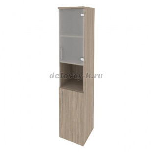 Шкаф высокий узкий правый (1 низкий фасад ЛДСП + 1 низкий фасад стекло)  400*420*1977 O.SU-1.4(R) рис1