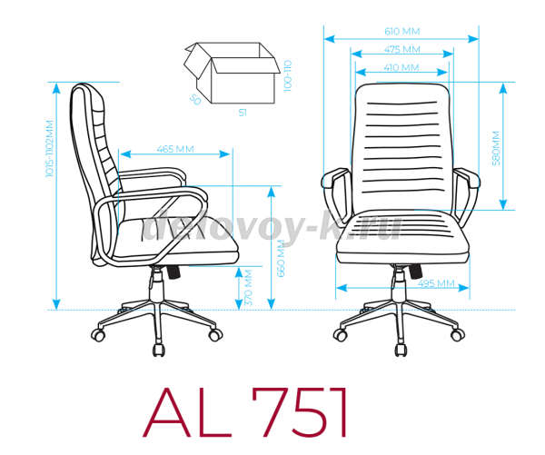 AL 751 Кресло руководителя, экокожа рис3