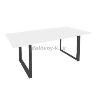 Стол переговорный на О-образном м/к 1980*980*750 O.MO-PRG-19 (Белый Бриллиант/Антрацит мк) рис1