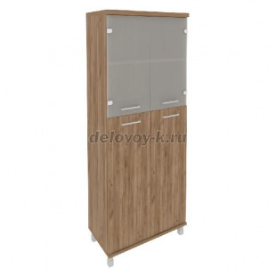 Шкаф высокий широкий (2 средние двери ЛДСП, 2 низкие двери стекло) KST-1.7 801*432*2060 рис1