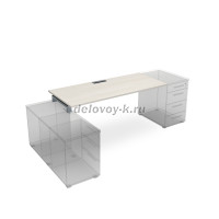 СЛТ.974 Стол рабочий прямолинейный, крепление к тумбам (1600-700-750) ivory_алюминий матовый рис3