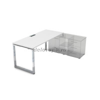 НСТП-О.975 Стол рабочий, прямолинейный три опоры, правый (1800-700-750) белый премиум_металл глянец рис4