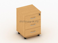 Тумба выкатная с замком на три ящика 390х430х565 орех рис1