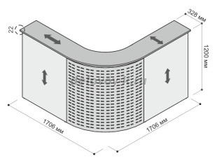 Стойка угловая с металлическим экраном 1700х1700х1200 41.05/441.05 рис2