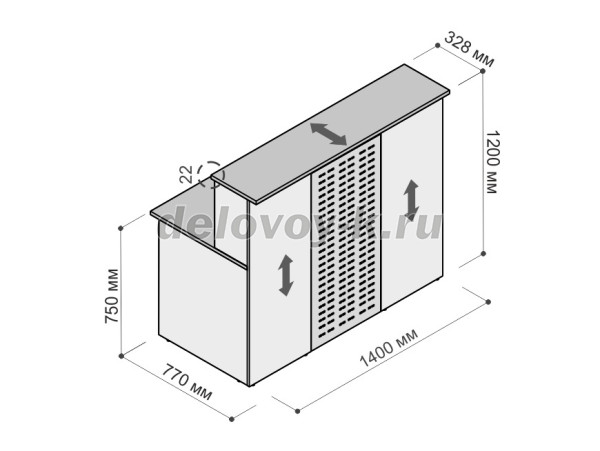 Стойка прямая правая с металлическим экраном 1400х770х1200 41.07R/441.06 рис2