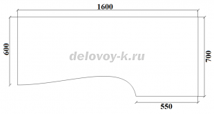 Стол письменный угловой правый ДУ-0.16 пр 1600*700/600*750 рис2
