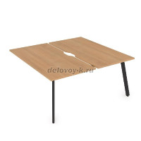 10БДКВ.289 Стол системы БЕНЧ сдвоенный, на 2 рабочих места, конечный (1400-1635-750) Graphit_Iron wood рис1