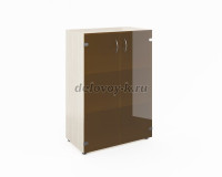 Шкаф широкий средний со стеклом (без топа) ФР-5.0+51.0_2+8.3_2 Дуб молочный рис1