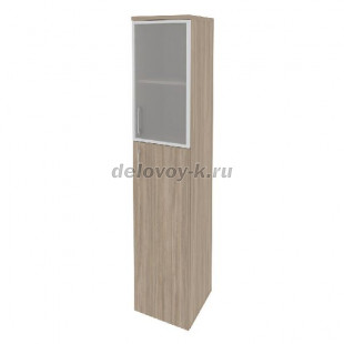 Шкаф высокий узкий правый (1 средний фасад ЛДСП + 1 низкий фасад стекло в раме)  400*420*1977 O.SU- рис1