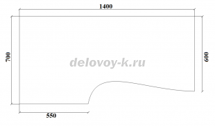 Стол письменный угловой левый ДУ-0.14 лев 1400*700/600*750 рис2