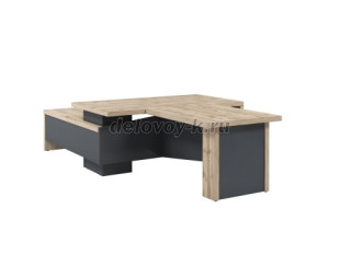 T-818пр.0000 Стол руководителя с опорной тумбой (справа) Столешницы 1800*1000, 1150*900. Без розеток рис1