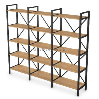 10СТ.001 Стеллаж тройной (2320-400-2000)_Белый премиум_Черный рис1