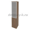 Шкаф высокий узкий правый (1 низкий фасад ЛДСП + 1 средний фасад стекло в раме) O.SU-1.2R(R)