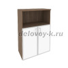 Шкаф средний широкий (2 низких фасада стекло лакобель в раме)  O.ST-2.2R white