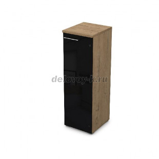 9НП.017.7П Пенал средний со стеклом черный глянец (400*450*1245), правый рис1