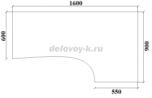Стол письменный угловой правый ДУ-1.16 пр 1600*900/600*750 рис2