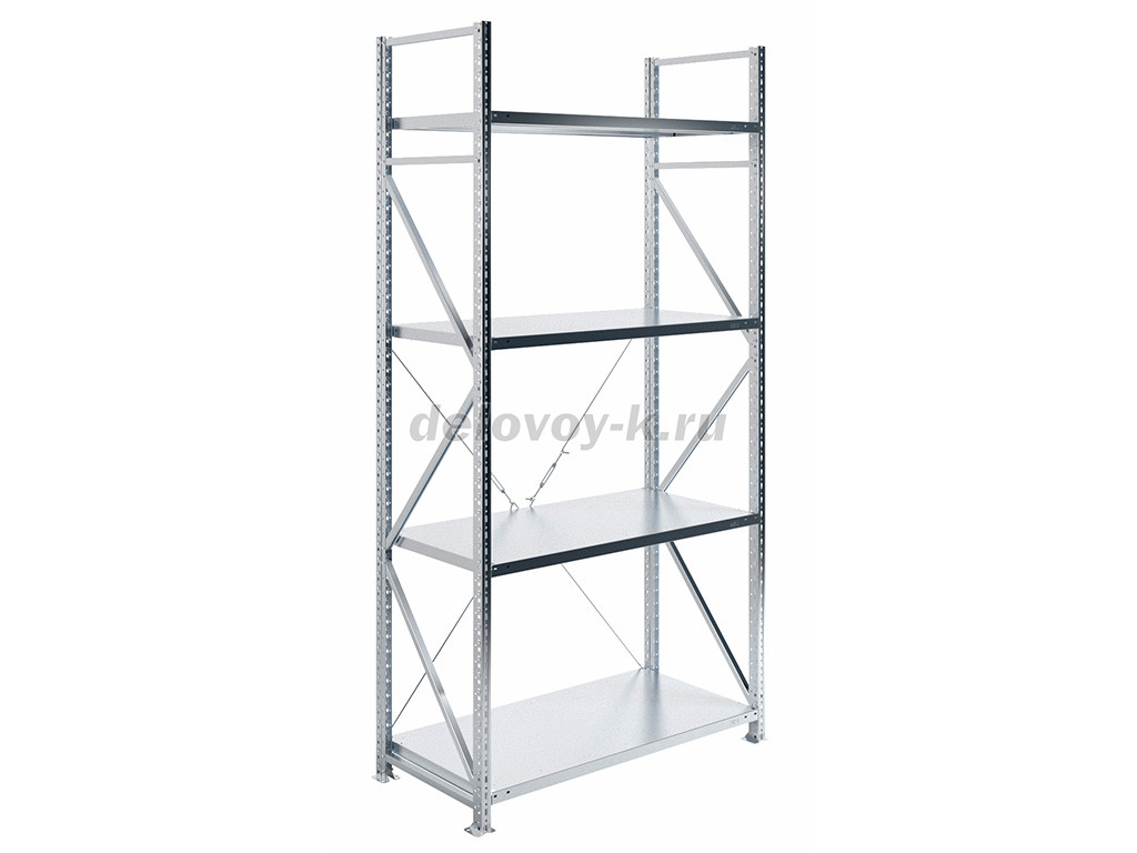 Стеллаж MS U 250/120x60/4 безболтовой среднегрузовой с одной крестовиной жесткости, нагрузка 1000 кг фото 1