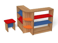 Магазин угловой 750-650-620 каркас бук с разноцветными фасадами Вариант 2 рис1