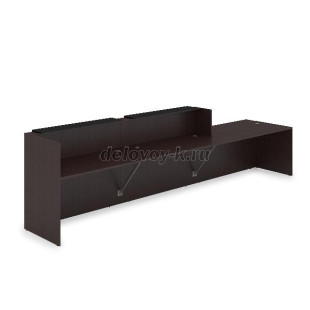 1КРС-КЛ.008 Комплект Ресепшн с фартуком HPL 4232*901*1149 без подсветки (Венге/Черный матовый HPL) рис1