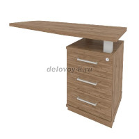 Тумба приставная с топом для криволинейного стола левая (определяется в зависимости от стороны стола рис1